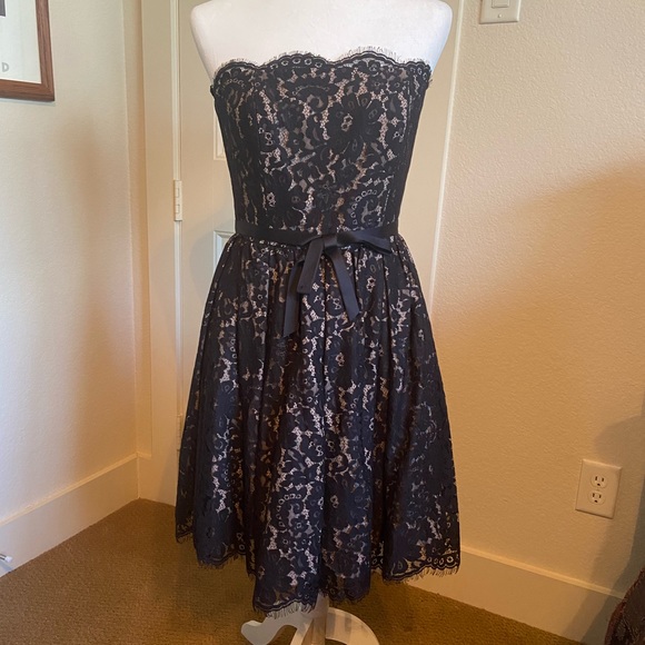 Neiman Marcus Dresses & Skirts - Black and tan lace strapless party dress by Robert Rodriguez-Neiman Marcus. NWT